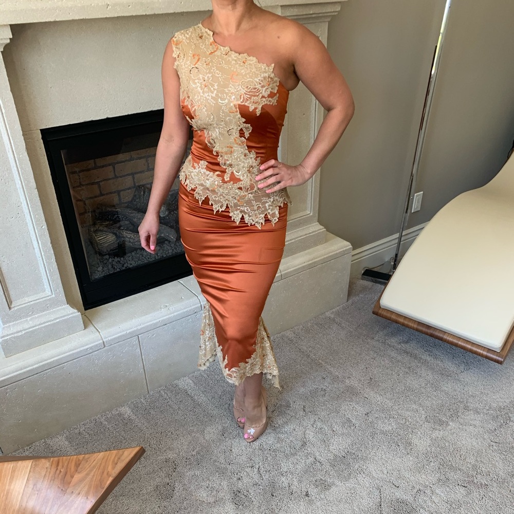 Mandalay Orange and nude skirt and top sz: S